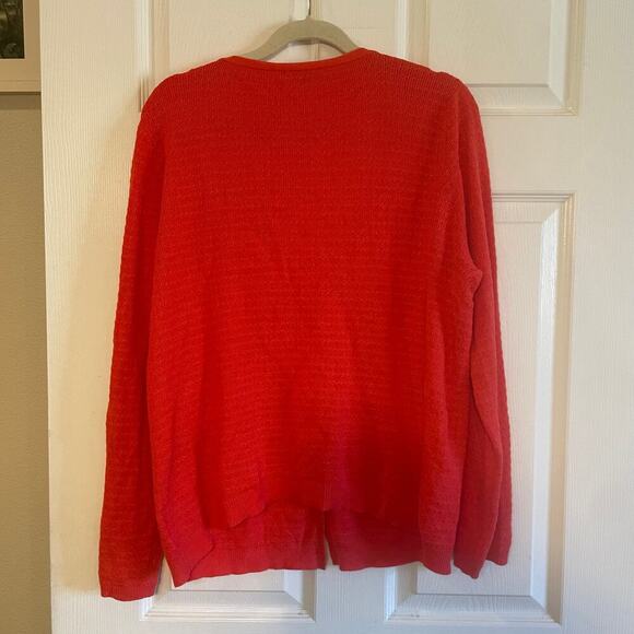 DRAPER JAMES Coral Gold Buttons Stitch Cardigan 1X *missing last button* - Picture 1 of 14